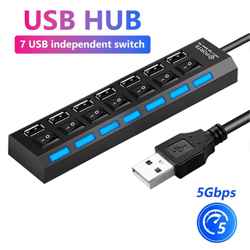 7 Port USB 2.0 Hub Splitter Di - Laptop Accessories For Office incelemesi ve fiyatı