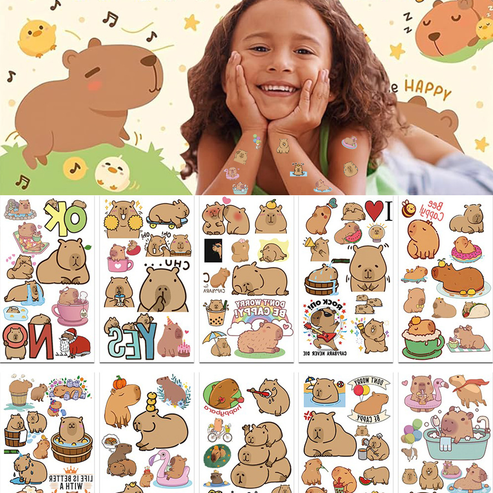 10 adet sevimli Capybara dövme - Laptop Accessories Kids incelemesi ve fiyatı